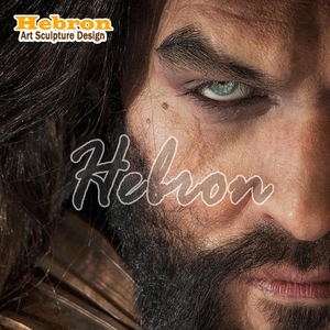 Statue de personnage <span class=keywords><strong>Aquaman</strong></span> de haute qualité à l'échelle 1/1, armure verte avec décorations dorées, implantation de cheveux en silicone, yeux en verre - Product Image 4