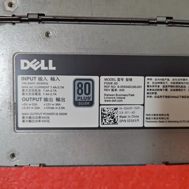 550W 80 Plus Silver Non Hot Plug Power Supply F550E-S0