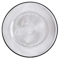 Assiettes de présentation en verre multicolores à rayures verticales de 13 pouces pour la décoration de table de mariage (vente en gros)