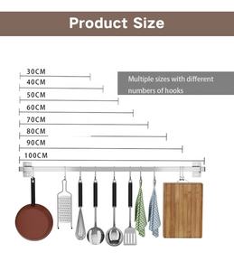 高品質304ステンレス鋼キッチン壁収納ロッドラック金属フックスパチュラスプーンアクセサリー浴室用オーガナイザー - Product Image 6