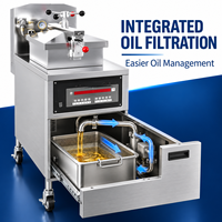 Friteuse électrique professionnelle 24L pour poulet frit avec filtration automatique de l'huile pour restaurant