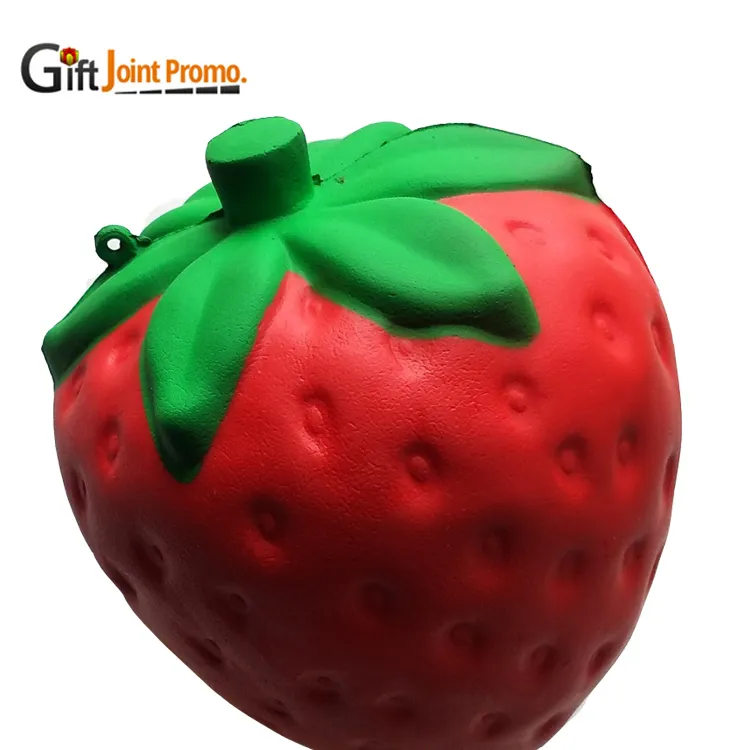 Bola de estresse de pu promocionais atacado, bola de morango frutas personalizada impressa de logotipo antiestresse brinquedo