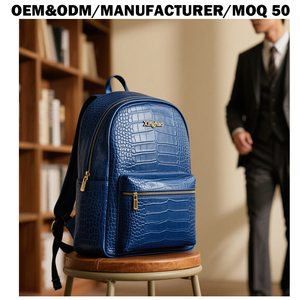 Mochila <span class=keywords><strong>de</strong></span> Cuero con Patrón <span class=keywords><strong>de</strong></span> <span class=keywords><strong>Cocodrilo</strong></span> Azul Personalizada por el Fabricante, Mochila Versátil <span class=keywords><strong>de</strong></span> Cuero Vegano para Hombre, para Laptop <span class=keywords><strong>de</strong></span> 15'' - Product Image 1