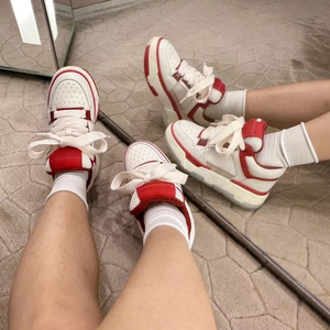 Sneakers Chunky Retrò Leggere e Comode con Pannello in Rete Colorato e Vera Pelle Morbida, Modello Low-<span class=keywords><strong>Top</strong></span> con Lacci, Autunnali - Product Image 1