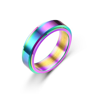 Spinner de Metal Liso, <span class=keywords><strong>Anillo</strong></span> Giratorio de Acero Inoxidable Dorado de Moda, Producto para Aliviar la Ansiedad, Antiestrés, para Adultos - Product Image 2