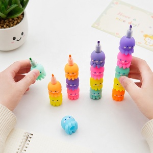 Marcadores Macron Coloridos, Lindos y Kawaii, con Forma de Animal, Pulpo, Flor, Corazón, Diseño de Osito de Dibujos Animados, Multicolor, Apilables, <span class=keywords><strong>Pastel</strong></span>, para Manualidades - Product Image 2