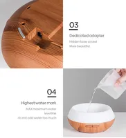 Haute qualité 7 couleurs lumière 500ml aromathérapie diffuseur d'huiles essentielles grain de bois humidificateur d'air télécommande pour hôtel voiture utilisation