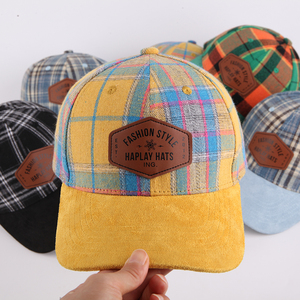 Bán buôn tùy chỉnh thiết kế 6 Bảng điều chỉnh da vá logo thể thao Mũ bóng chày Chải Kẻ sọc vải bóng chày Mũ da lộn vành CHA hat - Product Image 2