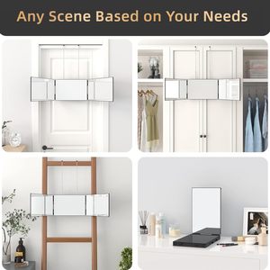 Miroir LED de qualité supérieure pliable à trois volets avec crochets télescopiques réglables pour maquillage et coupe de cheveux - Product Image 5