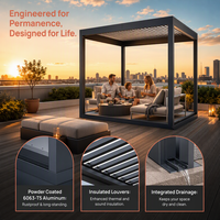 Pergola manuelle en aluminium résistante aux intempéries pour balcon, cour et terrasse