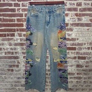 Tùy Chỉnh In Cổ Điển Màu Xanh Đính Cườm Baggy Jeans Hombres Nhật Bản selvedge Chất Lượng Cao Thiết Kế Denim Cộng Với Kích Thước Jeans Cho Nam Giới - Product Image 2