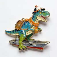 Aimants de réfrigérateur en métal personnalisés en usine, motif dinosaure de dessin animé mignon, impression numérique du logo personnalisé, durables et plaqués, promotionnels