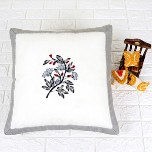 Boho Gray <b>White</b> Tufted <b>Cushion</b> Cover Floral Embroidery Decorative Pillow Cover for Living Room Home Decor - Product Image 1