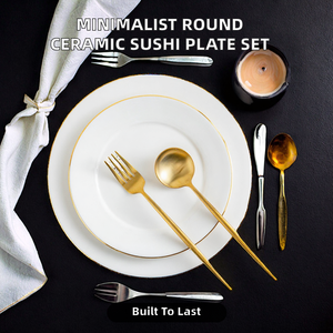 Ensemble de Plats Jetables en Céramique Ronde au Design Minimaliste, Écologique, pour la Restauration Européenne, Sushi et Desserts - Product Image 2