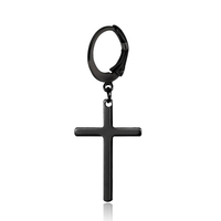 Boucles d'oreilles pendantes tendance en acier inoxydable, motif croix, argent, noir, or, bijoux d'oreille unisexe, vente en gros