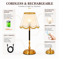 Lampe de table rechargeable E27, abat-jour en tissu facile à changer, lampe de table sans fil à intensité variable pour restaurant