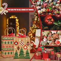 Sacs cadeaux en papier kraft de Noël avec poignées, 24 pièces, motifs de Noël assortis pour les fêtes, les cadeaux et les bonbons, vente en gros