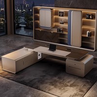 Scrivania Direzionale a L di Lusso Moderna per CEO/Manager con Funzione Elettrica