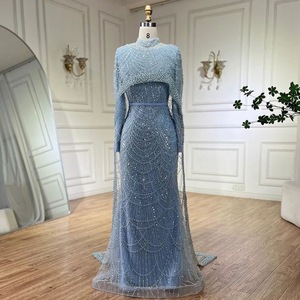 S0246Y Nuovo Abito da Sera/Festa da Donna alla Moda <span class=keywords><strong>con</strong></span> Collo Alto, <span class=keywords><strong>Maniche</strong></span> <span class=keywords><strong>Lunghe</strong></span>, <span class=keywords><strong>Paillettes</strong></span> e Perline, Modello a Sirena - Product Image 4