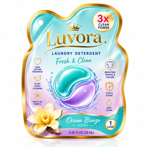 Bolsa de Embalaje de un Solo Uso para <span class=keywords><strong>Detergente</strong></span> Líquido y Jabón, con Forma Irregular, Troquelada, de 10 ml, de Papel de Aluminio, con Orificio para Colgar, en Relieve, OEM - Product Image 6