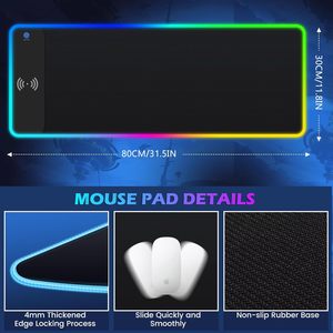 Grand tapis de souris LED blanc sans fil imprimé personnalisé tapis de bureau d'ordinateur pour cadeaux tissu Oem tapis de souris de jeu antidérapant - Product Image 3