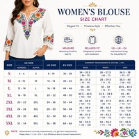 Chemisier en lin brodé mexicain avec logo personnalisé pour femme, vente en gros, marque privée, haut artisanal de Mérida, chemise d'été OEM à manches bouffantes