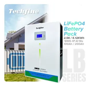 Techfine 24v 25.6v 200ah Li Ion 5kwh 5120wh LiFePO4 Battery Pack 24 Volt Lithium Phosphate Battery For Energy Storage Systems