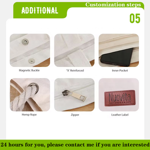 حقيبة حمل قماشية كبيرة بشعار مخصص فاخرة مخصصة مع فتح زر وجيب داخلي بسحاب - Product Image 6