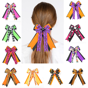 Noeuds pour cheveux d'Halloween, nœuds de spectacle équestre, fantôme, boo, grands nœuds pour filles, nœuds mignons d'araignée pour spectacle équestre d'Halloween - Product Image 1
