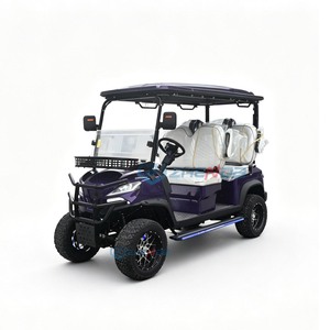 Voitures de golf électriques 4 places à prix abordables, buggy à vendre à bas prix, voiturette de golf à grandes roues violettes éclairées, chariot de golf au lithium - Product Image 1