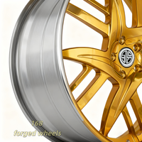 168Custom Jantes de voiture en alliage d'aluminium forgé brossé, deux pièces, 22 pouces, à disque profond, cinq branches, finition argentée, nouvelle adaptation universelle