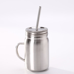 Outdoor Camping Double Wall Insulated <strong>Tumbler</strong> Metal 16 32 oz Travel Mug Stainless Steel <strong>Mason</strong> <strong>Jar</strong> With Straw and Lids - Product Image 4
