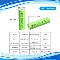 Linkdata 21700 60P 6000mAh 60A 3.6V Baterai Lithium Iron Rechargeable 21700 Baterai Li-ion Isi Ulang untuk UPS/Perkakas Listrik