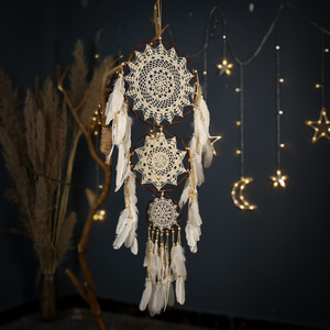Style bohème plume naturelle surdimensionné capteur de rêves décoration suspendue décoration murale à la main pour la maison ornement suspendu - Product Image 3