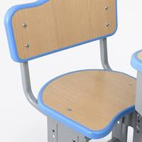 Ensemble de chaises d'étudiant en métal de style moderne avec dessus de bureau en bois et table réglable en hauteur, écologique et durable pour les écoles
