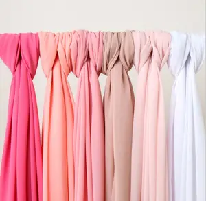 Оптовая продажа, простые цвета, мусульманский шифоновый материал, хиджаб, размер 75*180 см
