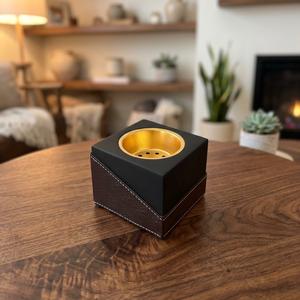 Quemador de Incienso de Madera Hecho a Mano con Tapa de Resina, Soporte para Aromaterapia de Sándalo, Diseño Geométrico, Uso en Todas las Estaciones, Decoración para Ramadán y Eid - Product Image 1