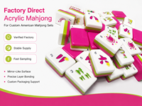 Juego de Mahjong Americano Grandmillennial, 166 Fichas, Acrílico Rosa Verde Vibrante, 3 Capas, Estándar NMJL, Juego Social