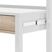 Bureau d'ordinateur extensible moderne minimaliste en chêne blanc, gain de place, avec rangement en MDF, conforme aux normes EN71 et ASTM D6007, fabrication OEM.