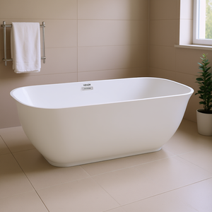 Bañera independiente Vevor de 67 pulgadas, ovalada, de acrílico blanco, diseño contemporáneo. - Product Image 2