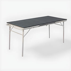 TABLE EN ALLIAGE CM 166X78 MÉTAL BLANC ET PLASTIQUE EFFET BOIS ANTHRACITE - Product Image 1