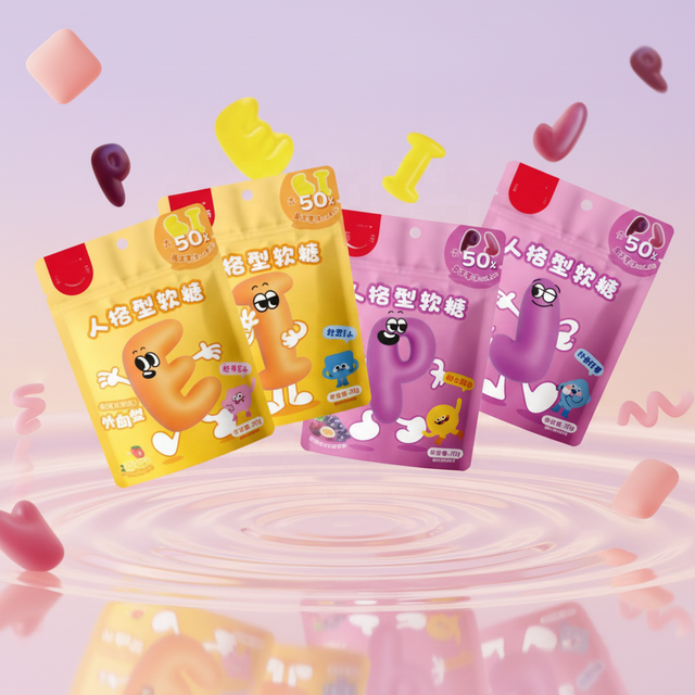 For 4D Resealable Bags Candy Sweets Inspired Letter Gummy 45G Fruity Flavor Multi-Colored Cartoon Shape