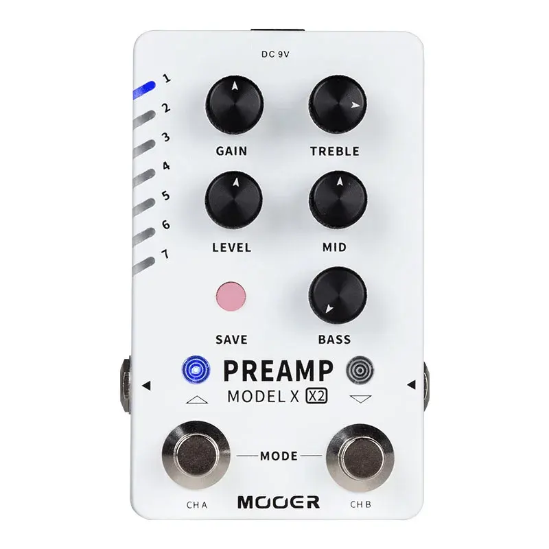 Mooer Preamp Model X2 Preamp Pedal Digital with 14 Preset Save Slot Built-in Cabinet Simulation Guitar Effects Pedal