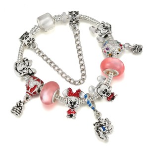 Pulsera con cuentas rojas de mickey <span class=keywords><strong>y</strong></span> <span class=keywords><strong>minnie</strong></span>, colgante de globo de mickey, rosa, borla, venta al por mayor - Product Image 1