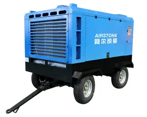 Uitstromer 10m 3/Min Direct Aangedreven Dieselmotor Mobiele Draagbare Schroef Compressor Voor Spuiten