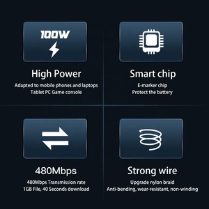 Farsince Loại C 100W Pd Cáp <span class=keywords><strong>USB</strong></span> 2.0 Loại C Để Loại C 20V 5A 100W Bện Nhanh Chóng Sạc Cáp - Product Image 6