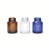 Bouteilles en verre rondes à large ouverture avec bouchon à vis, série ambrée, 60 ml-500 ml, pour le stockage de pilules et de vitamines, vente en gros