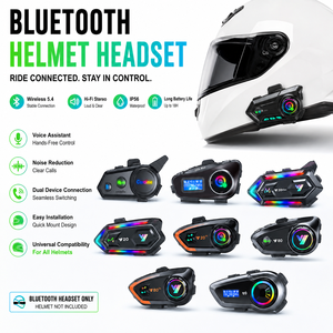 Motorcycle 5.3 Helmet Communication <strong>Headset</strong> IPX6 25H Talk RGB Light AI Voice Dual Phone 40mm Speaker 500mAh - Product Image 6
