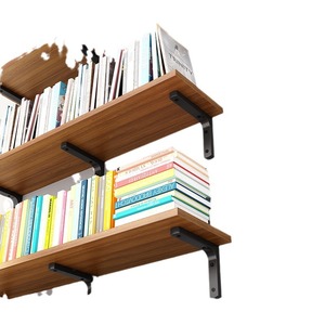 Étagères murales modernes en bois, étagère flottante avec support en fer pour le rangement et l'organisation du salon, design durable - Product Image 2