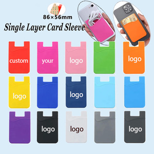 Custom Logo Adhesive Sticker Mobile Phone Back Cards Wallet Case Credit ID Card Holder Cell Phone Card Holder Pocket 5.8 x 8.8cm - Product Image 1